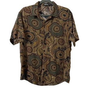 VATPAVE Mens Floral Hawaiian‎ Short Sleeve Button Down Beach Shirt Size M